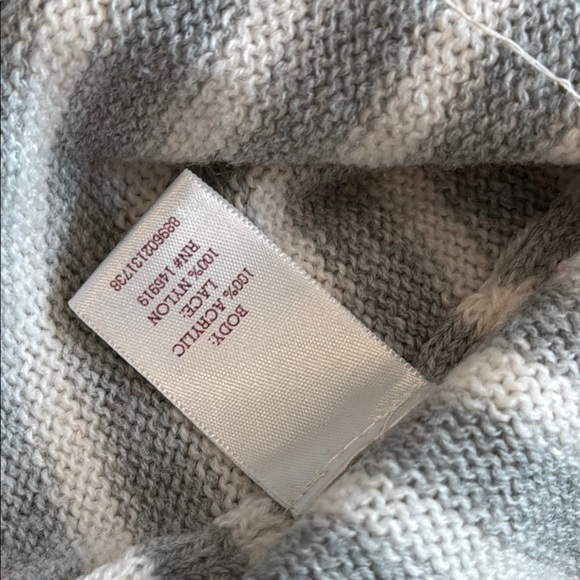 SO XS Gray and White Crew Neck Sweater with Lace Trim - Picture 9 of 10